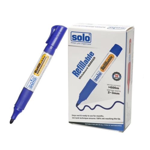 Solo WBM02 Blue Whiteboard Marker Pen Ink Cartridge Blue Pack of 30