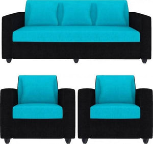 Detec™ Albania Fabric Aqua Blue and Black Sofa Set