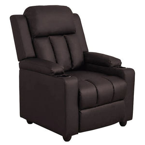 Detec™ Classy 1 Seater Manual Recliner With Cupholders Brown Colour