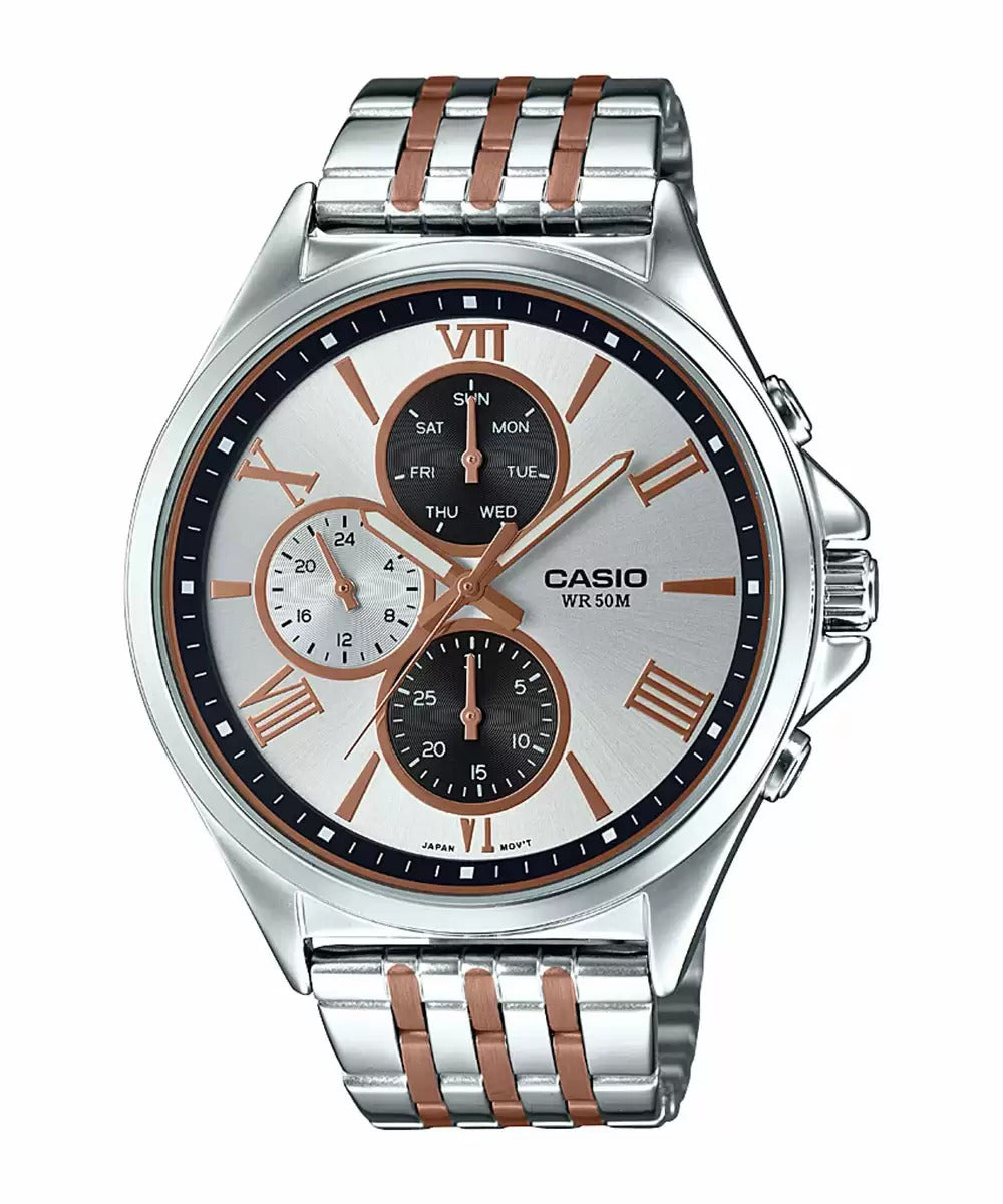 Casio Enticer Men MTP E316RG 7AVDF A1414 Two Tone Multi Dial Men's Watch