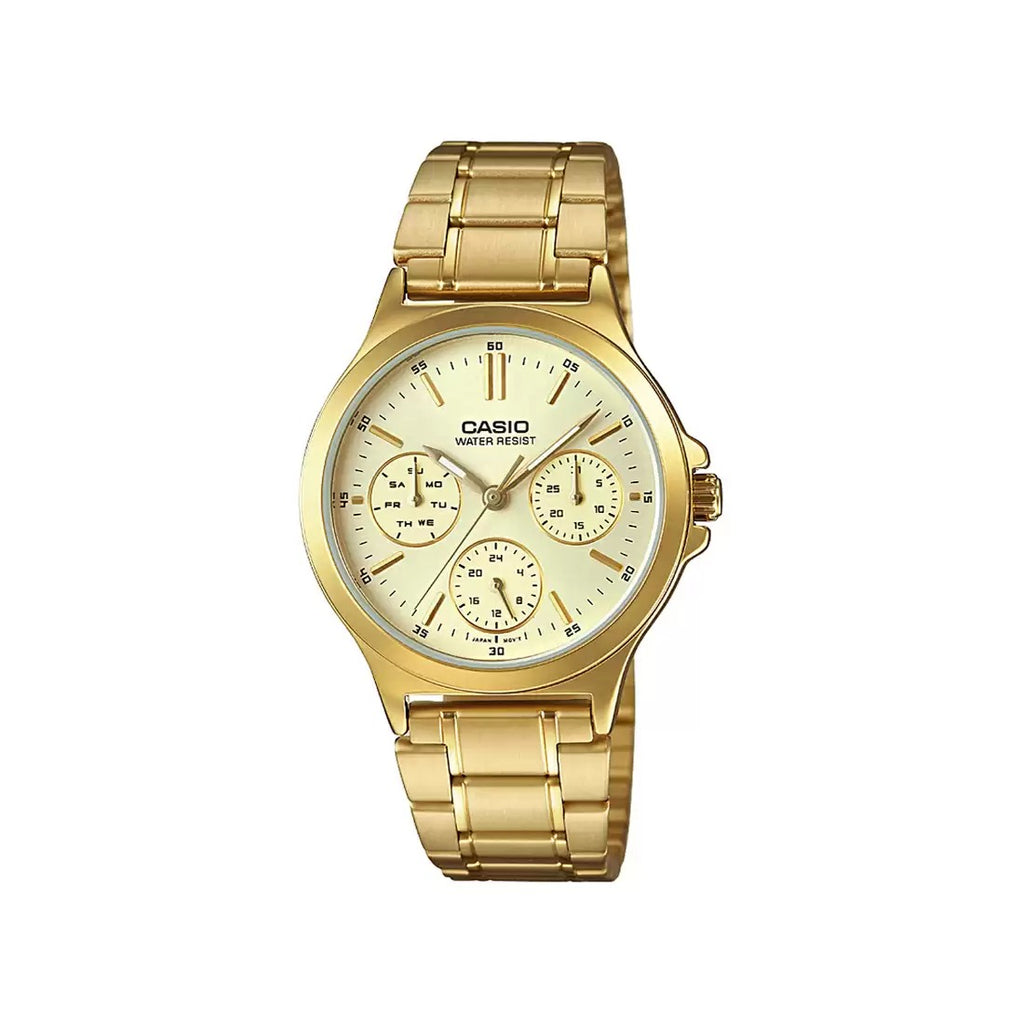 Casio Enticer Ladies LTP V300G 9AUDF A1916 Gold Multi Dial Women's Watch