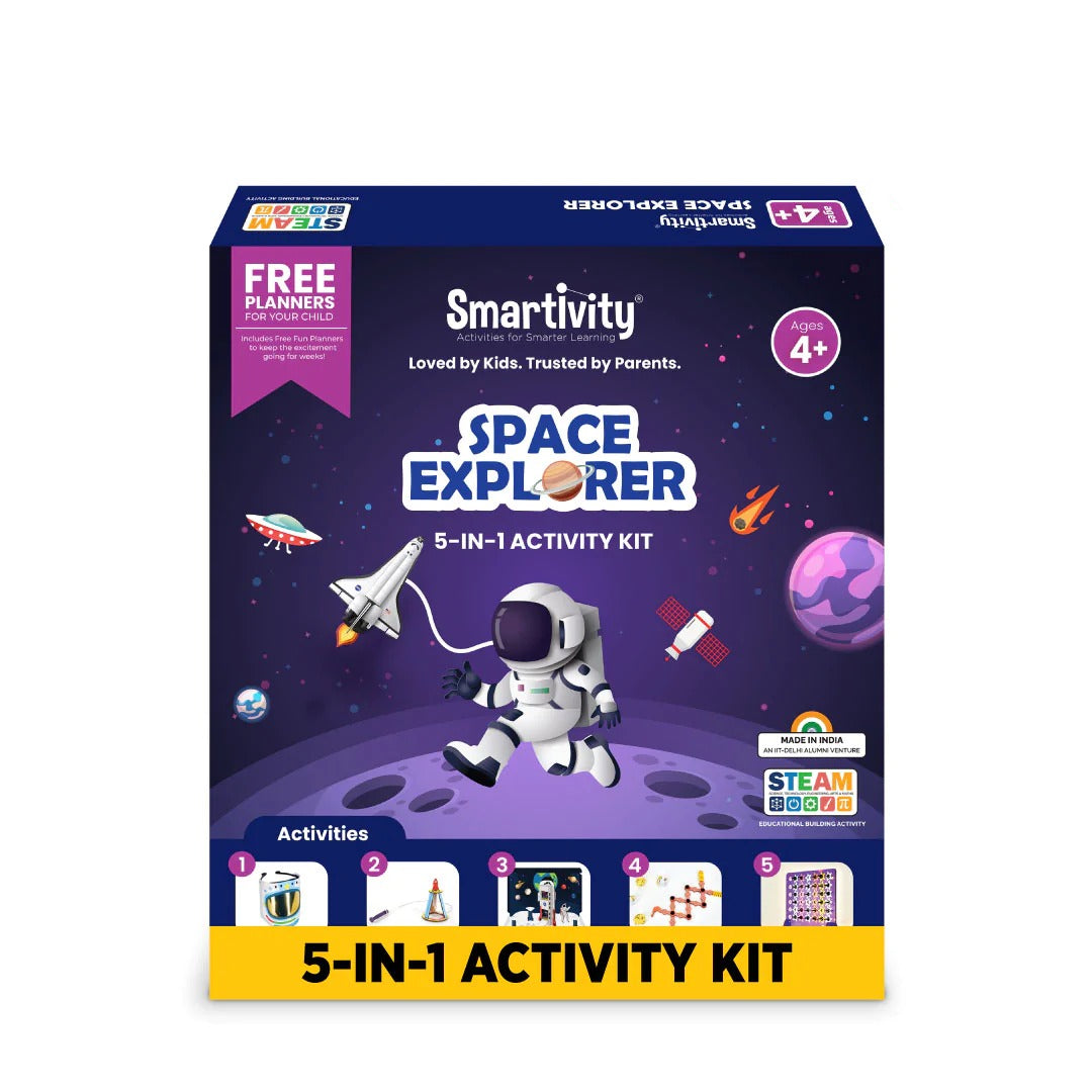 Smartivity Space Explorer Activity Kit for 4 to 6 Years Kids | 5 in 1 Fun Activities Kit for Boys & Girls Toys / Games for Girls & Boys Age 4,5,6 Years | Learning Toys for Age 4,5,6 Pack of 10