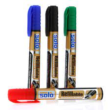 Solo Black Refillable Permanent Marker Pen PM001 Pack of 100