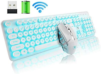 Rechargeable Keyboard And Mouse Combo Suspended Keycap Blue Light