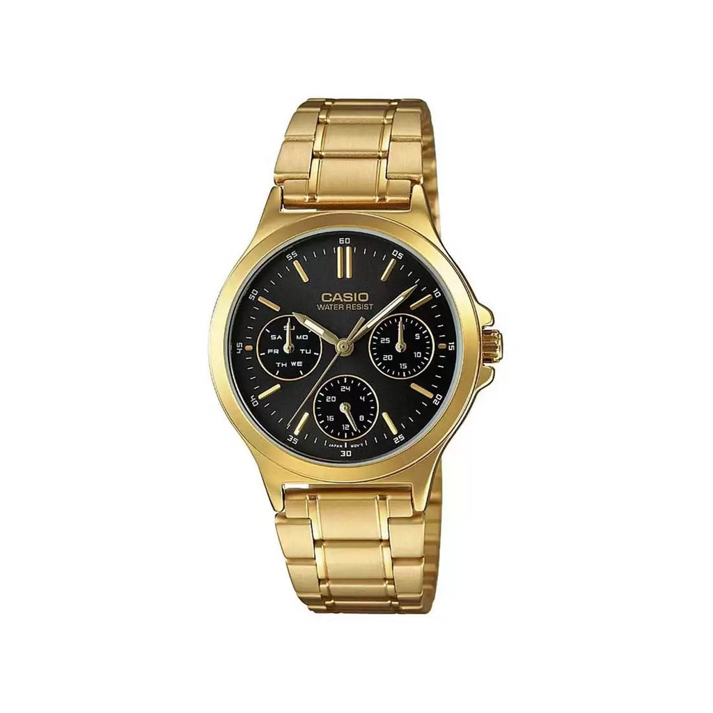 Casio Enticer Ladies LTP V300G 1AUDF A1914 Gold Multi Dial Women's Watch
