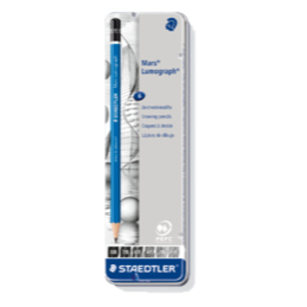 Detec™ Staedtler मार्स लूमोग्राफ पेंसिल 6 मिश्रित डिग्री में - मेटल बॉक्स