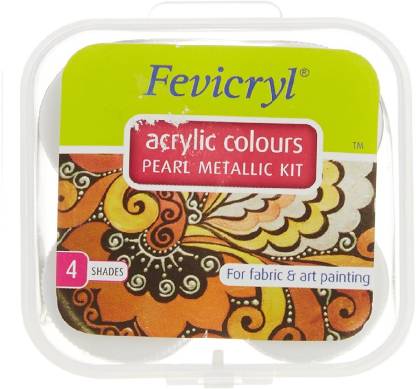 Detec™ Fevicryl Acrylic Colors Pearl Metallic Kit, 4 Shades Pack of 50