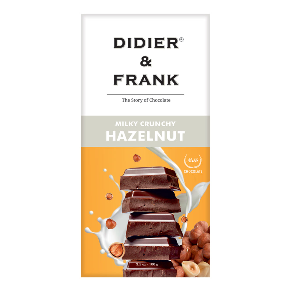 डिडिएर और फ्रैंक क्रंची हेज़लनट मिल्क चॉकलेट, 100 ग्राम