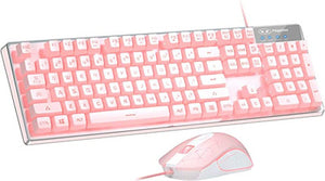 Gaming Keyboard and Mouse Combo, K1 7 Colors LED Backlit Keyboard with 104 Keys Computer