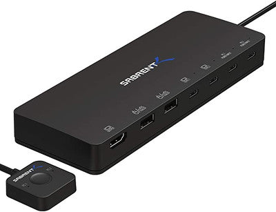 Sabrent 2-Port USB Type-C KVM Switch with 60 Watt Power Delivery Option USB-KCPD