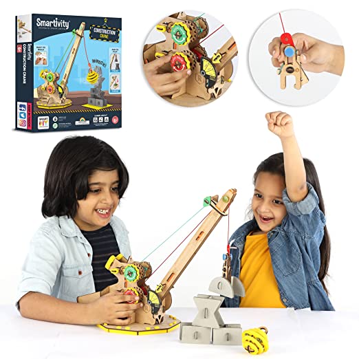 Smartivity Construction Crane with 3 Pulleys, STEM DIY Fun Toy, Educational & Construction based Activity Game Kit for Kids 6 to 14, Best Gift for Boys & Girls, Learn Science Engineering Project, Made in India by IIT Delhi Alumni Pack of 8