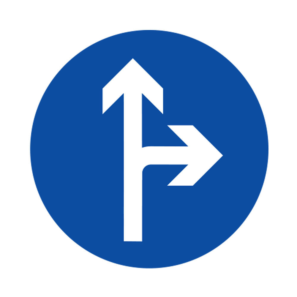 Detec™ Compulsory Ahead or Turn Right Road Sign Board