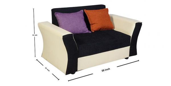 Detec™Beverly Sofa Set Artificial Leather With Black and Cream Italian Fabric