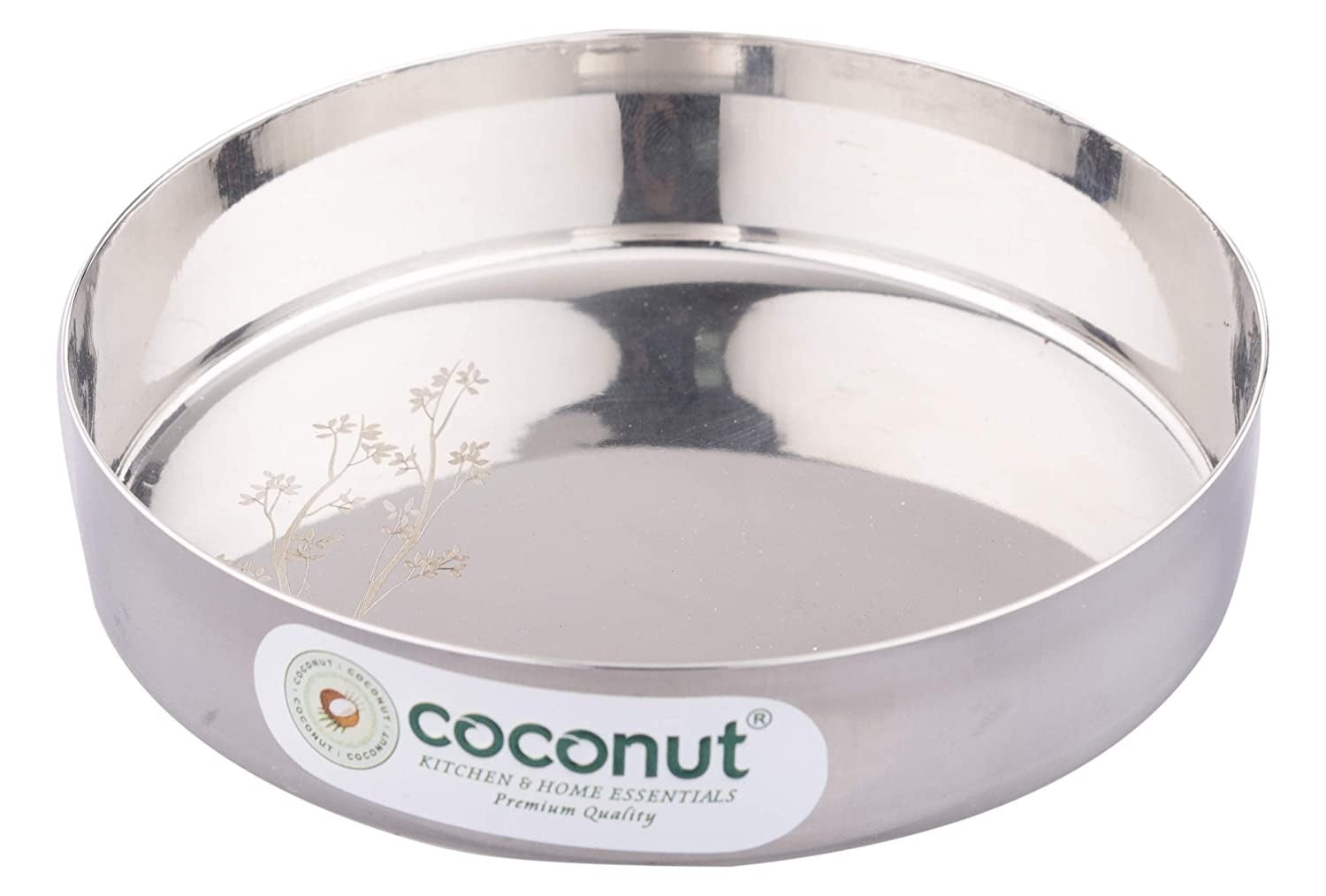Detec Coconut Stainless Steel Nano Dinner Set with Laser Etching – Set of 5