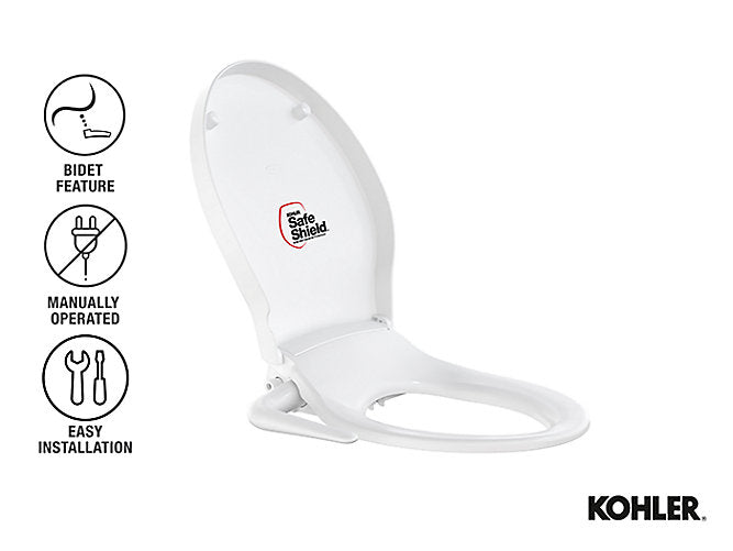 Kohler Pureclean Manual cleansing bidet seat in white (oval)