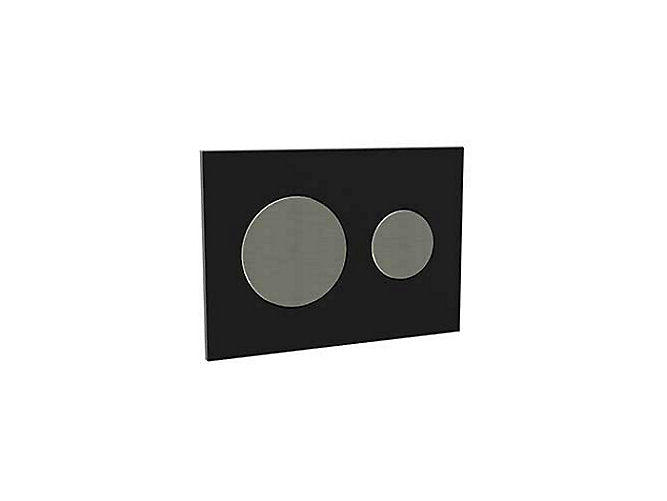 Kohler Skim Faceplate in black with actuation button in brushed nickel
