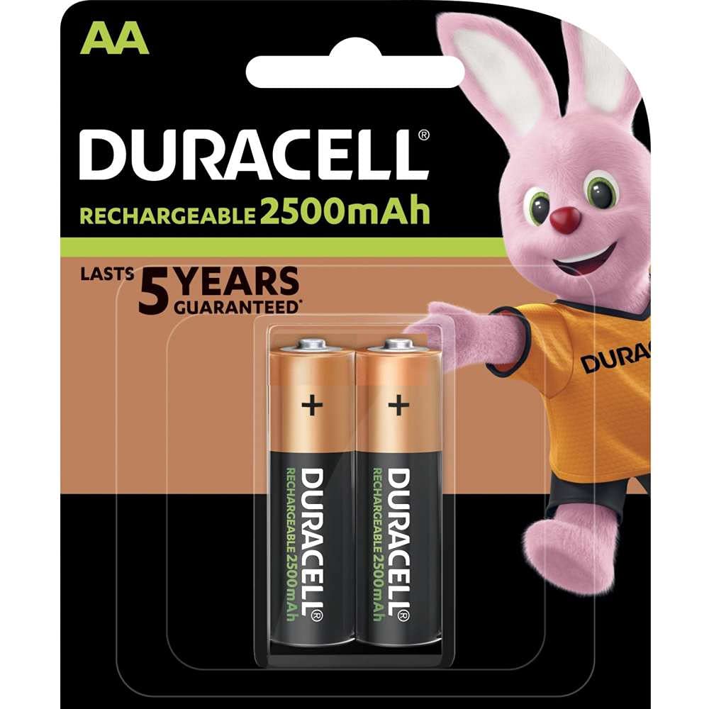 Duracell Rechargeable AA 2500mAh Batteries, Pack of 2