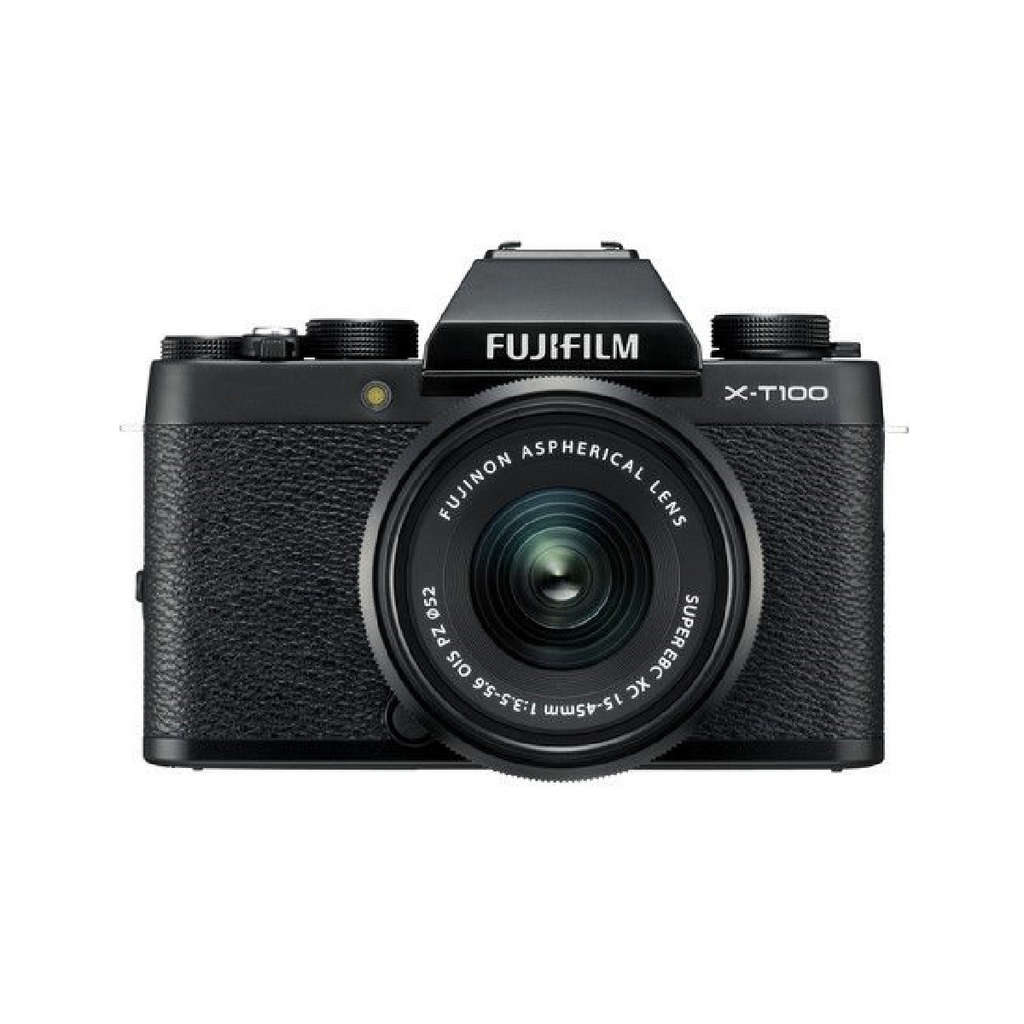 फुजीफिल्म एक्स टी100 कैमरा 15 45एमएम और 50 230एमएम लेंस किट ब्लैक के साथ
