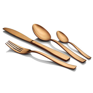 Detec™ FNS Amber Copper Finish Stainless Steel Cutlery, 49 oz, Golden -Set of 24 Pieces