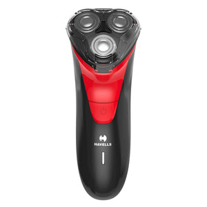 Havells RS7005 3 Head Rotary Shaver with Built in pop up Trimmer for Wet & Dry Shave Black & Red