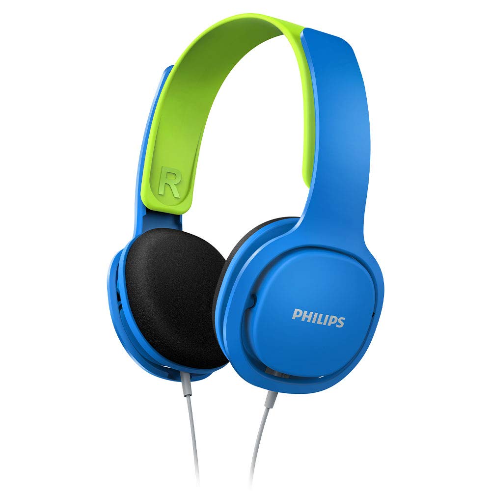 Philips Audios SHK2000BL किड्स हेडफोन, एर्गोनोमिक, एडजस्टेबल, 85dB की अधिकतम वॉल्यूम सीमा के साथ (नीला/हरा)