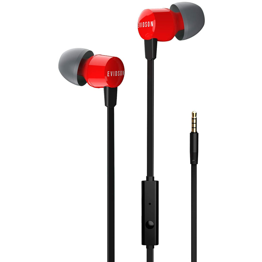 Open Box, Unused Evidson Vibe Wired in Ear Earphone with Mic Red Pack of 5