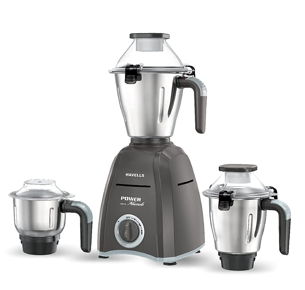 Havells Power Hunk 800 watt Mixer Grinder with 3 Wider mouth Stainless Steel Jar