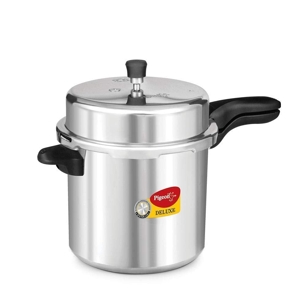 Pigeon by Stovekraft Deluxe Aluminium Outer Lid Pressure Cooker without Induction Base, 12 Litres