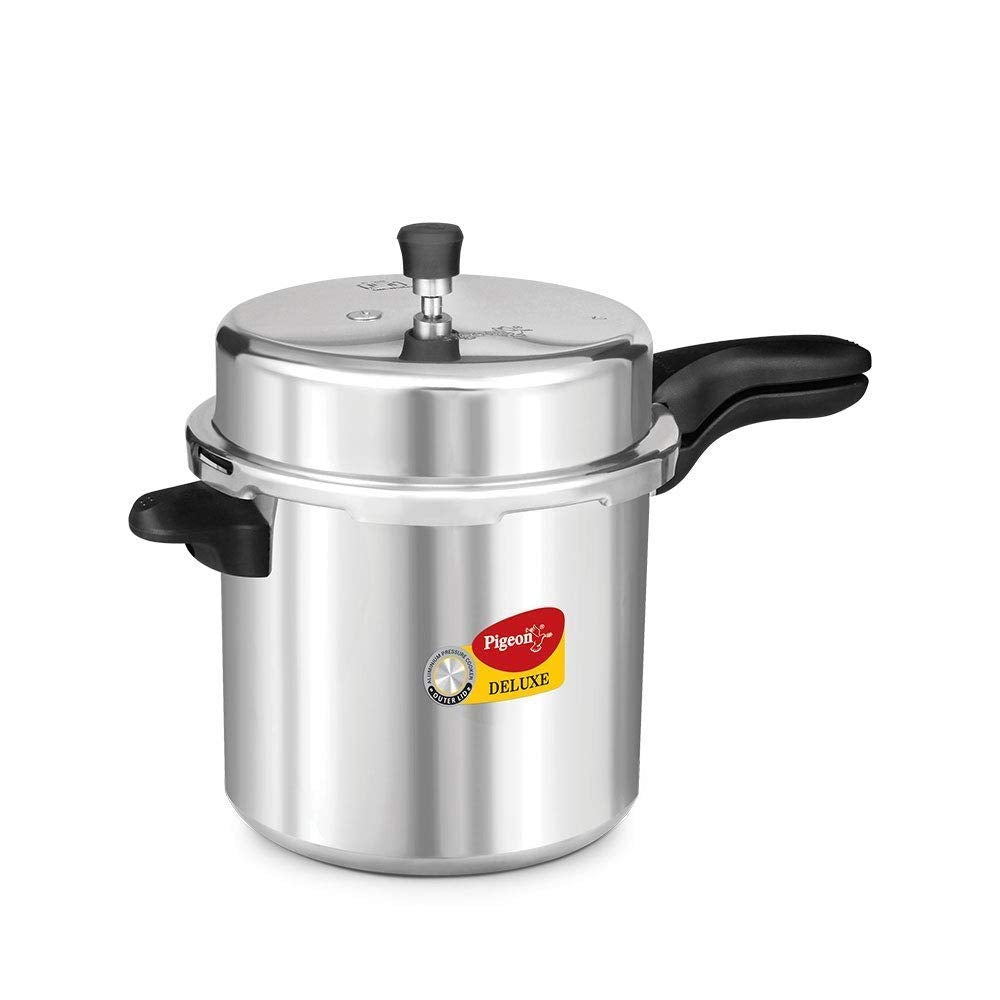 Pigeon by Stovekraft Deluxe Aluminium Outer Lid Pressure Cooker without Induction Base, 10 Litres