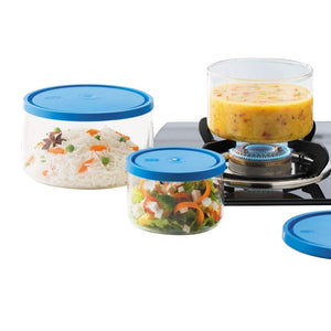 Borosil IH11CT07003 Set Of 3 Cook & Store Dish Pack of 2 (400 ml + 800 ml + 1.5 L) Pack of 6