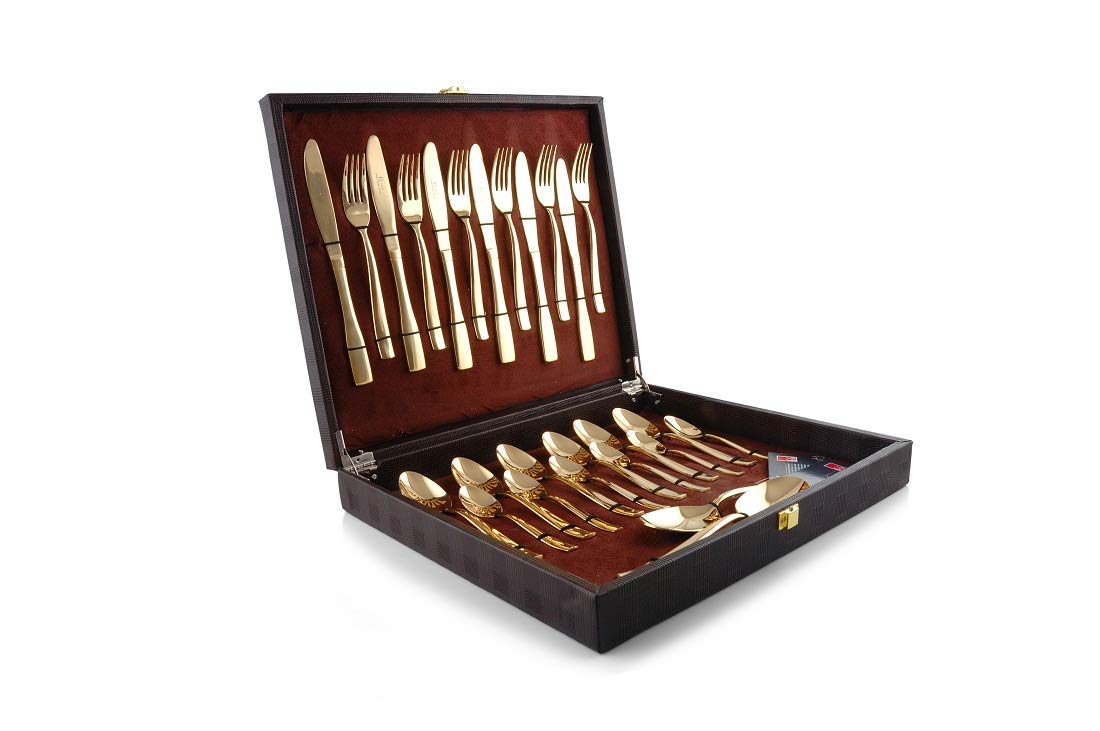 Detec™ FNS Solar Gold Plated Premium Stainless Steel Cutlery Set -26 Pieces