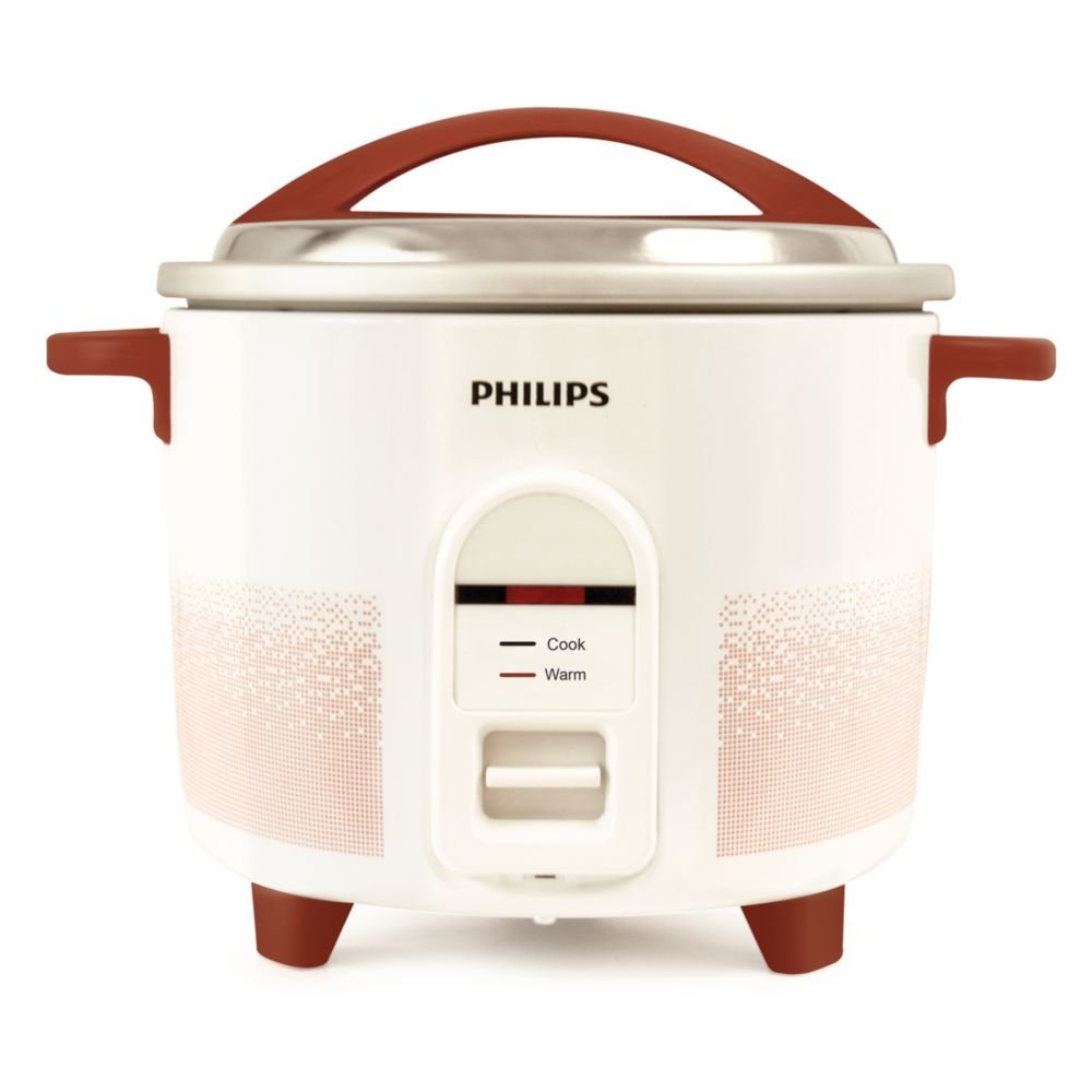 Philips HL1663/00 1.8-Litre Electric Rice Cooker (White/Red) Pack of 2