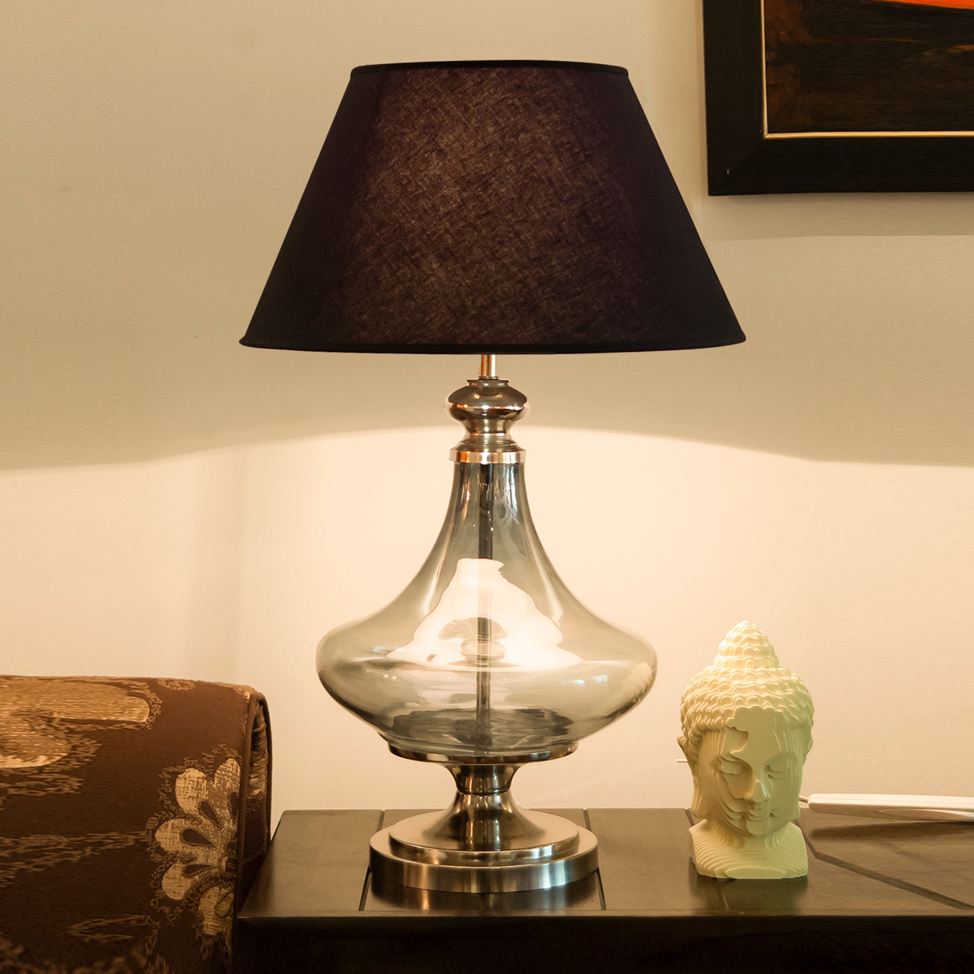 Detec Delicea Blue Luster Metal & Glass Table Lamp