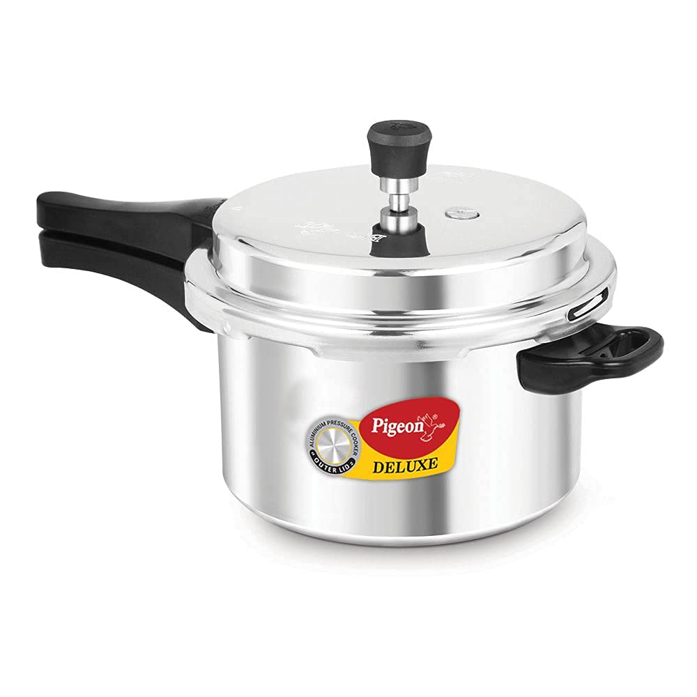 Pigeon by Stovekraft Deluxe Aluminium Pressure Cooker, 3 Litres, Silver
