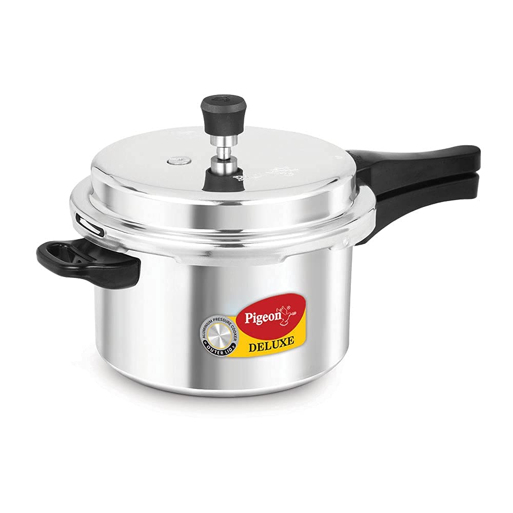 Pigeon by Stovekraft Deluxe Aluminium Outer Lid Pressure Cooker without Induction Base, 5 Litres