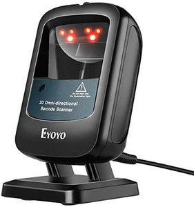 Eyoyo 2D Hands-Free Barcode Scanner, Omnidirectional USB Wired Desktop Barcode