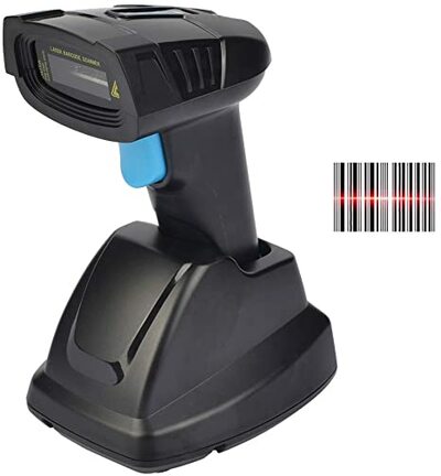 Realinn Barcode Scanner Cordless 1D Laser Handheld Rechargeable Cordless Bar Code Reader with USB Cradle