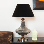 Load image into Gallery viewer, Detec Delicea Blue Luster Metal &amp; Glass Table Lamp
