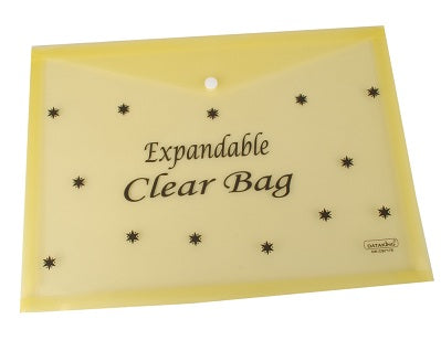 DataKing Yellow Expandable Clear Bag With Star Print 12 Pcs