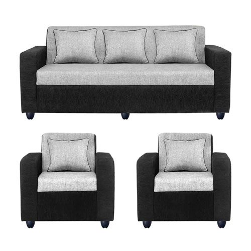 Detec™Tulip Fabric Sofa Set Black Grey