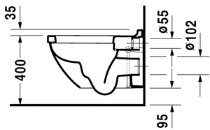 इनबिल्ट जेट 222539 के साथ ड्यूराविट स्टार्क 3 दीवार पर लगा शौचालय