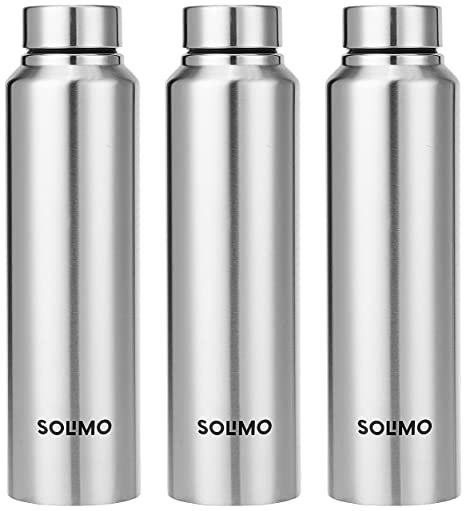 अमेज़ॅन ब्रांड सोलिमो स्टेनलेस स्टील पानी की बोतल 3 1 लीटर का सेट, प्रत्येक 10 का पैक