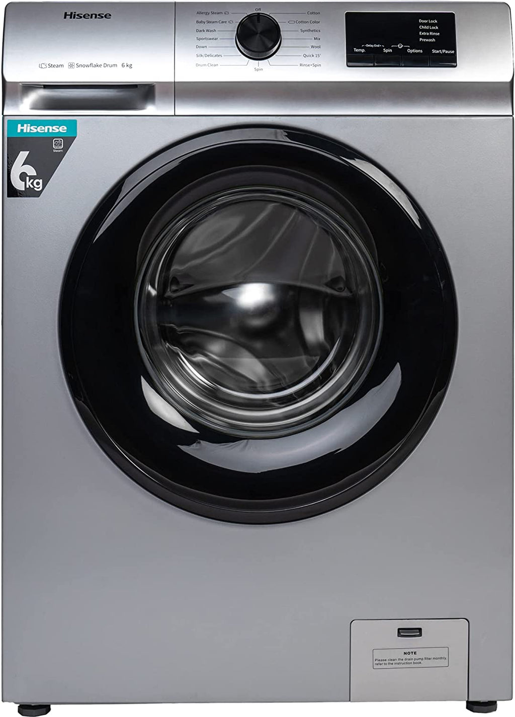 Hisense 6.0 किलोग्राम फुली ऑटोमैटिक फ्रंट लोडिंग वॉशिंग मशीन WFVB6010MS