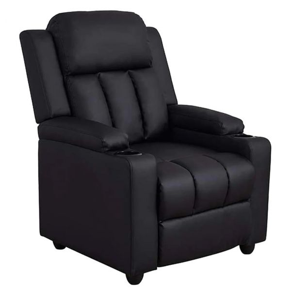 Detec™Classy 1 Seater Manual Recliner With Cupholders Black Colour