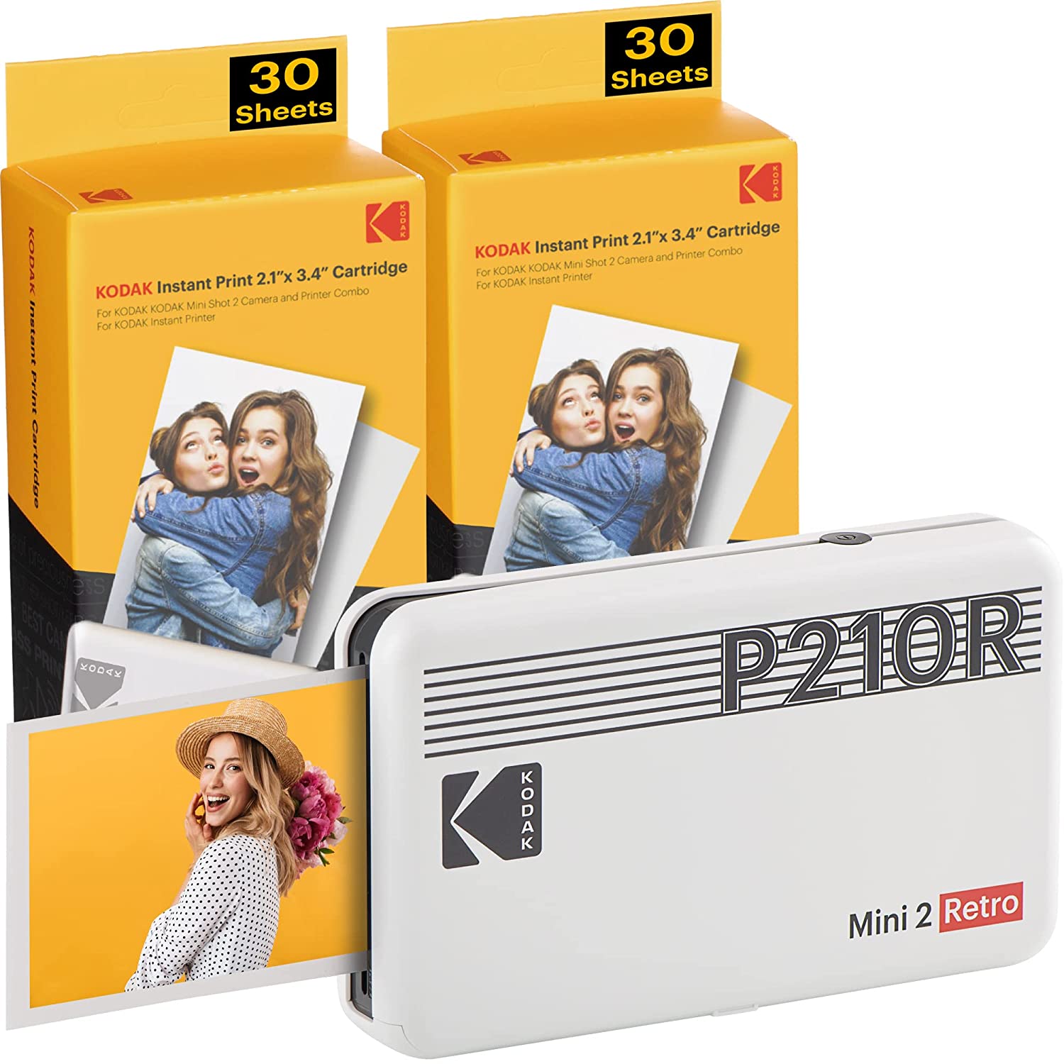 Kodak Mini 2 Retro 2.1x3.4 Portable Photo Printer (60 Sheets)