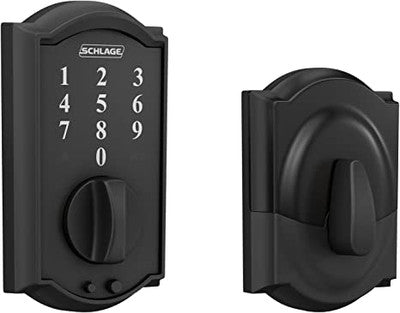 Schlage BE375 CAM 622 Touch Camelot Deadbolt, Electronic Keyless Entry Lock, Matte Black