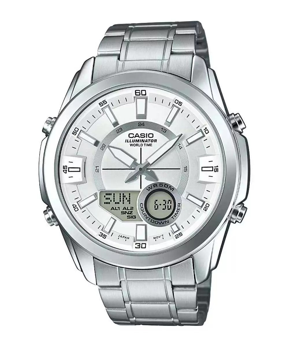 Casio Enticer Men Analog Digital White Dial Watch AMW 810D 7AVDF A1218