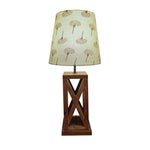 Load image into Gallery viewer, Symmetric Brown Wooden Table Lamp with Yellow-Printed Fabric Lampshade
