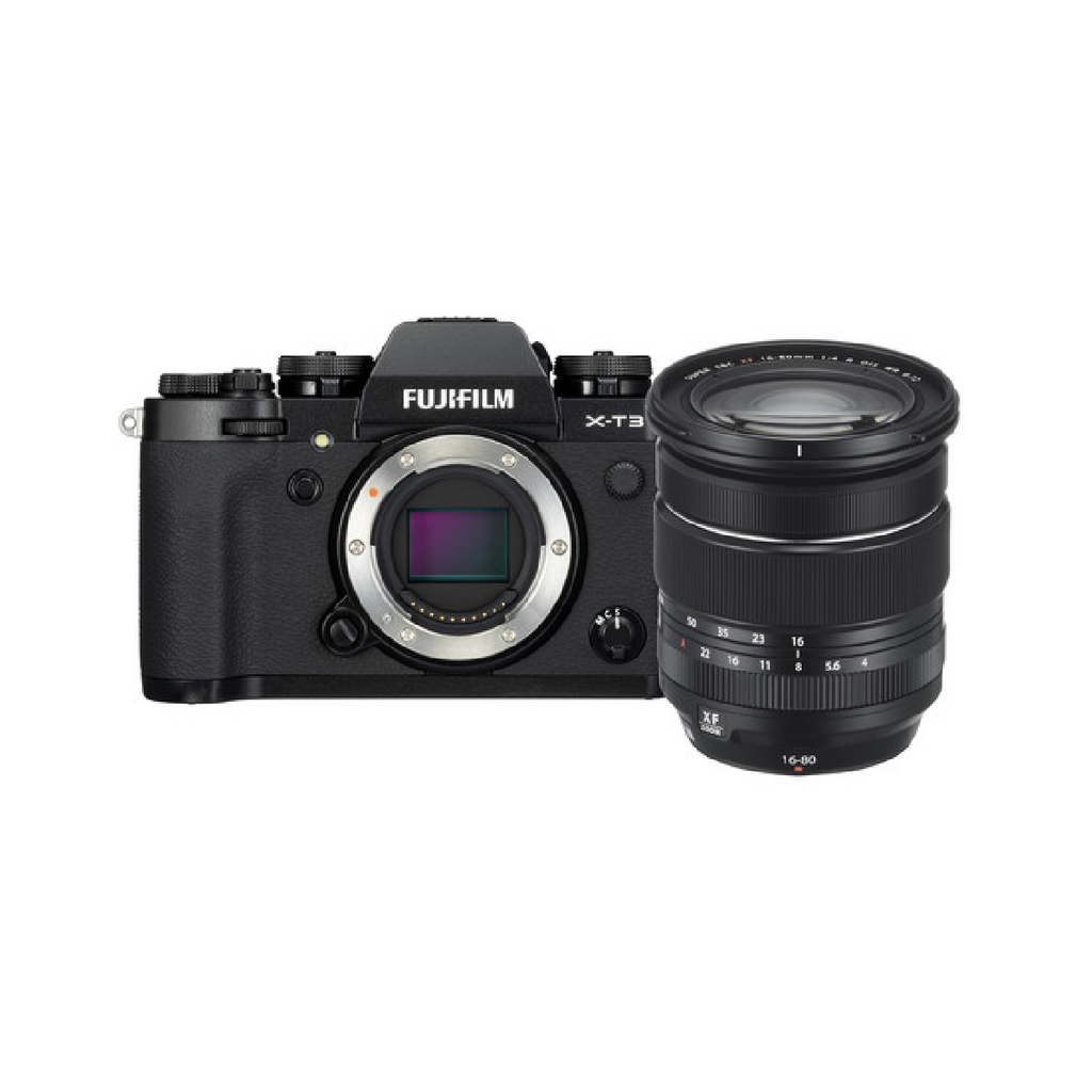 फुजीफिल्म एक्स टी3 मिररलेस डिजिटल कैमरा 16 80एमएम लेंस किट ब्लैक के साथ