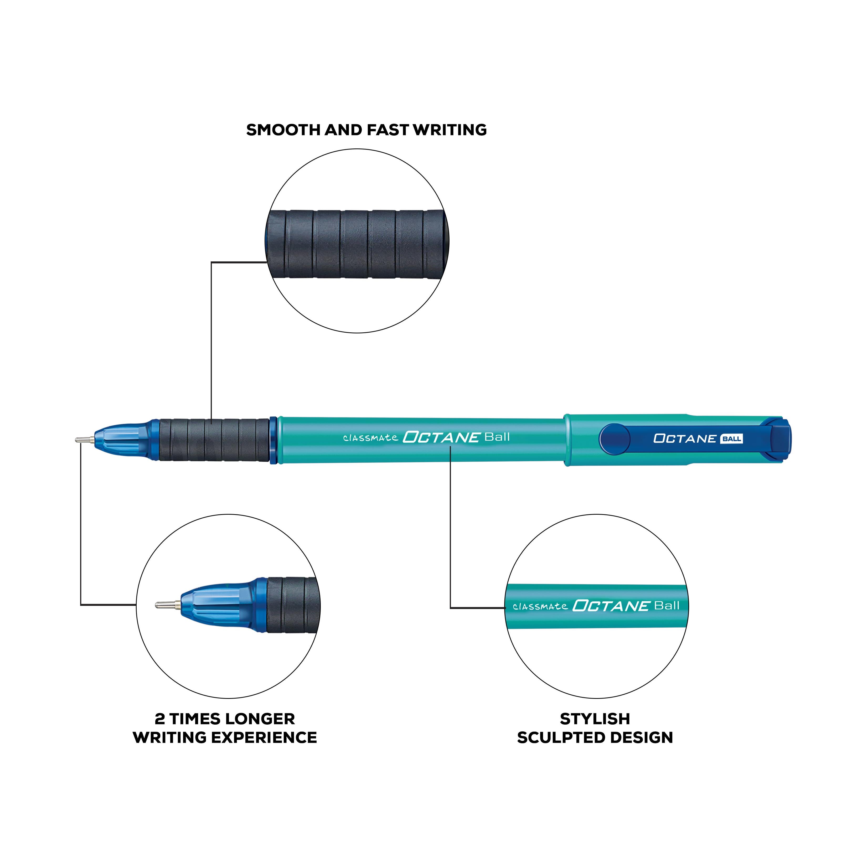 Classmate Octane Ball Pen Colour Fest Series- Blue (Pack of 36) Total 20 Pens [5 Pen Per Pack]